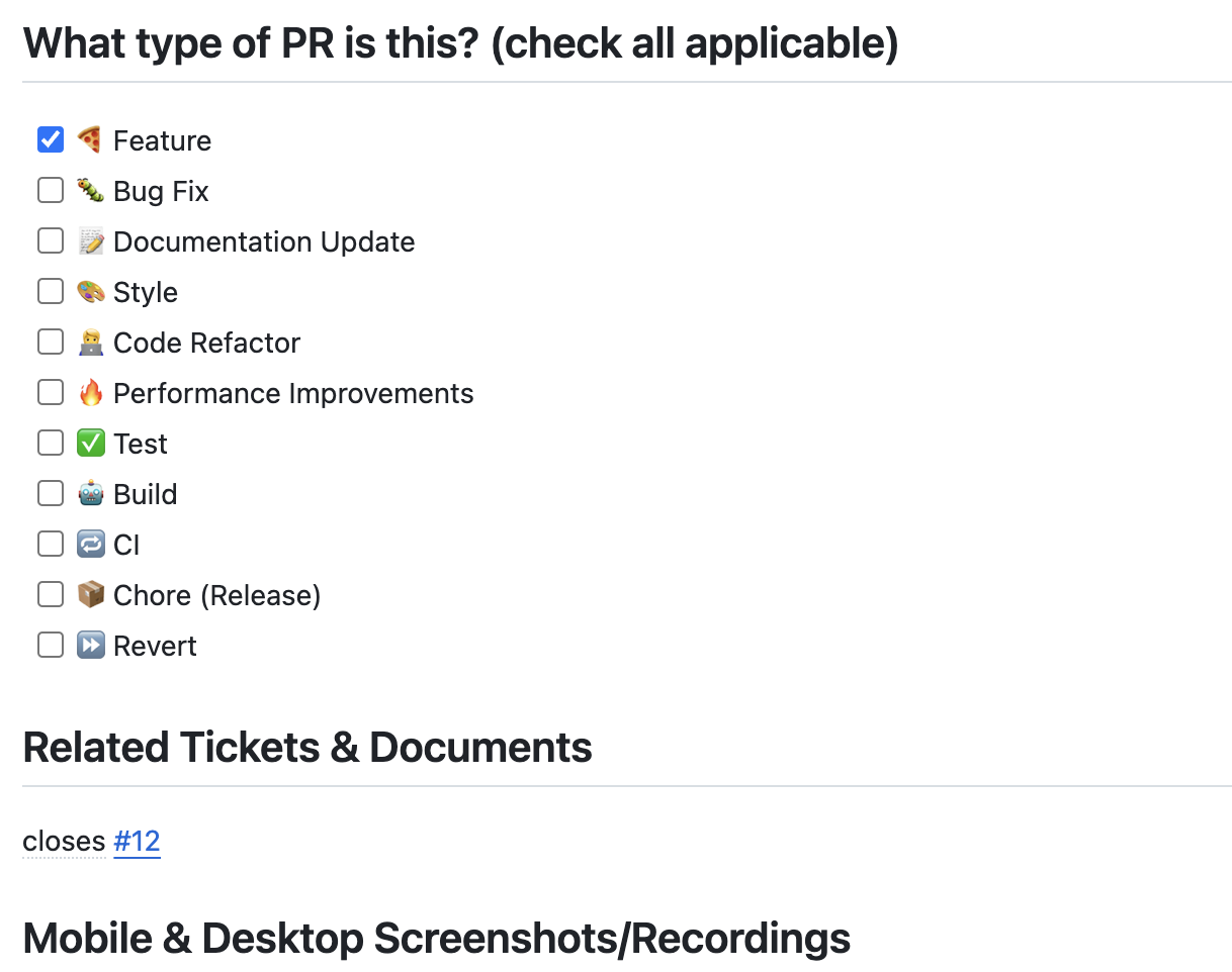 PR template example